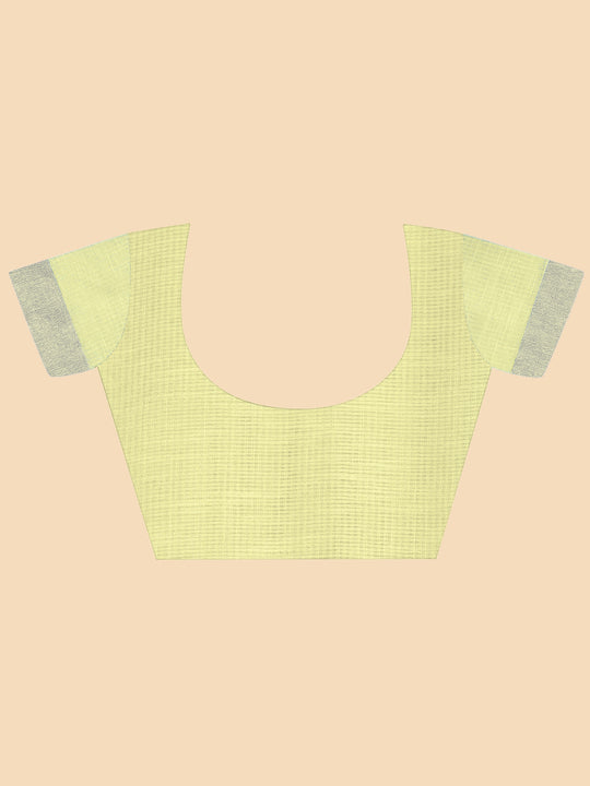 Yellow Pure Linen Blend Saree With Blouse Piece