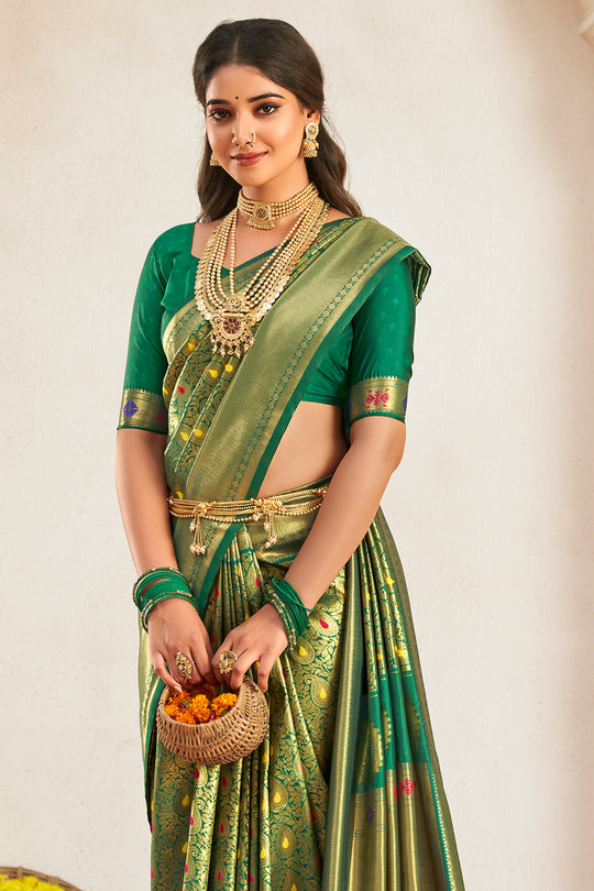 Forest Green Paithani Saree