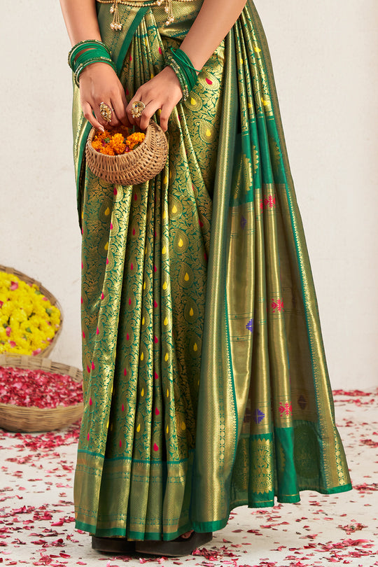 Forest Green Paithani Saree
