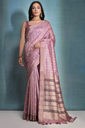 Lavender Silk Blend Saree With Blouse Piece