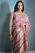 Lavender Silk Blend Saree With Blouse Piece