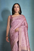 Lavender Silk Blend Saree With Blouse Piece