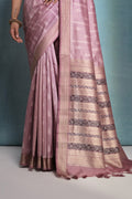 Lavender Silk Blend Saree With Blouse Piece