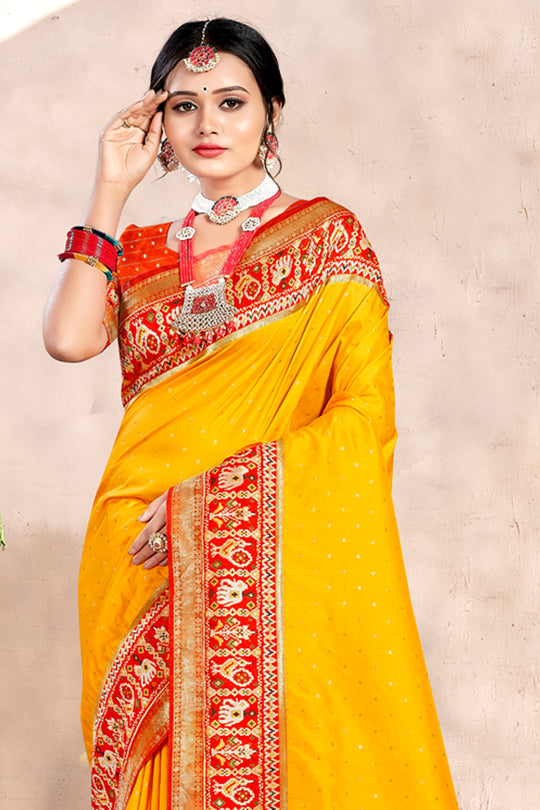 Canary Yellow Silk Saree