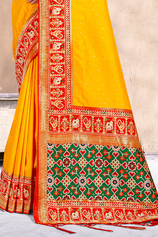 Canary Yellow Silk Saree