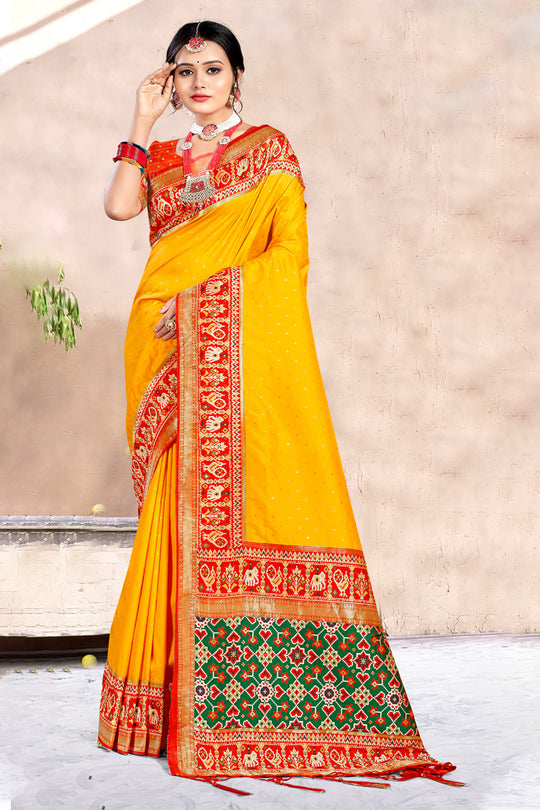 Canary Yellow Silk Saree