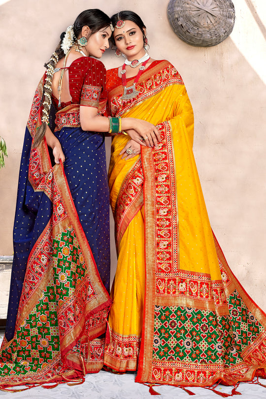 Canary Yellow Silk Saree