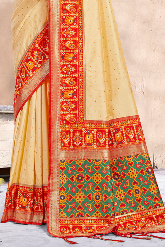 Ivory White Silk Saree