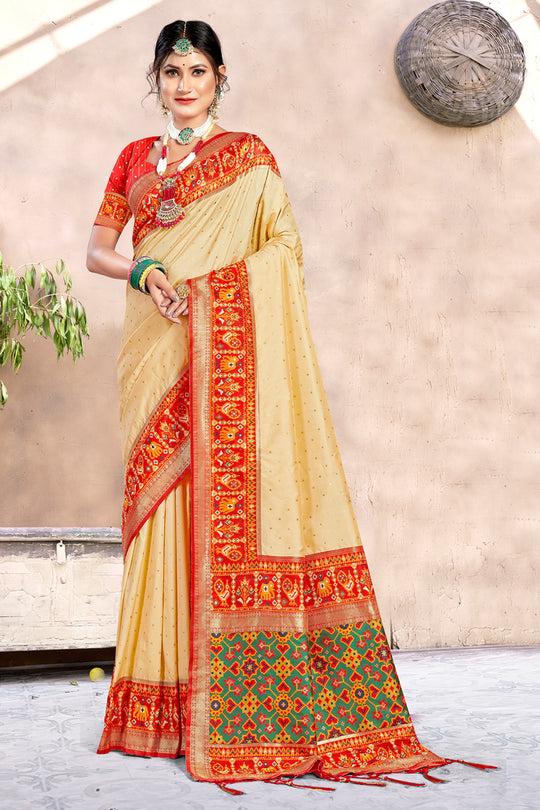 Ivory White Silk Saree