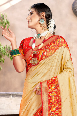 Ivory White Silk Saree