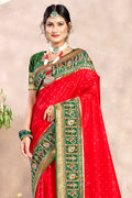 Scarlet Red Silk Saree