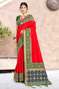 Scarlet Red Silk Saree