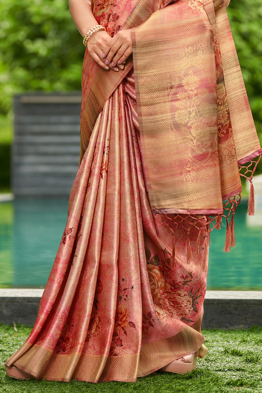 Gajari Satin Brocade Saree