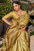 Liril Yellow Satin Brocade Saree