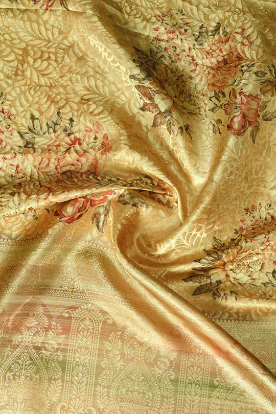 Liril Yellow Satin Brocade Saree