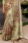 Mehendi Satin Brocade Saree