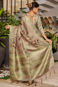 Mehendi Satin Brocade Saree