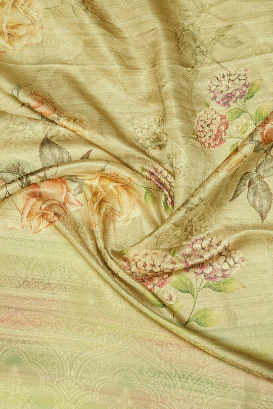 Pista Green Satin Brocade Saree