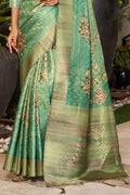 Rama Green Satin Brocade Saree