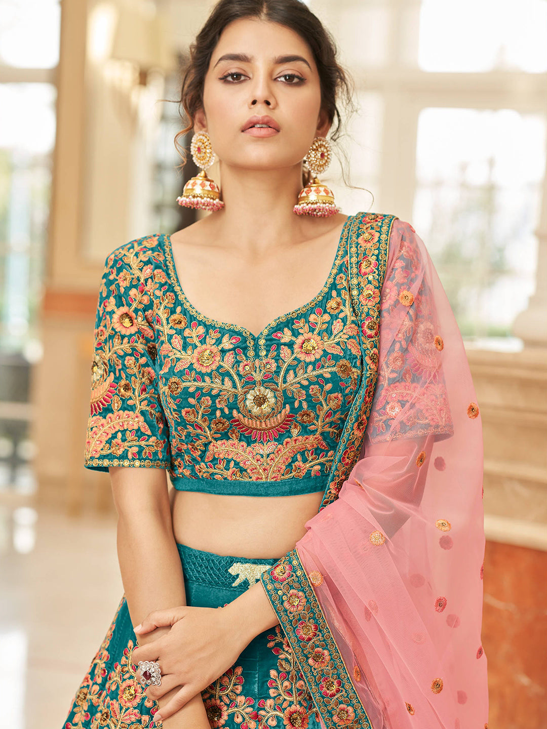 Shop Party Wear Sequins Embroidered Lehenga Choli In Sky Blue – Gunj Fashion