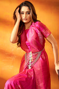 Hot Pink Tussar Saree