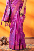 Magenta Pink Tussar Saree