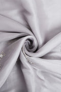 Grey Nylon Floral Embroidered Saree