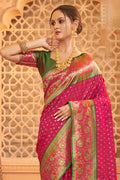 Magenta Banarasi Silk Saree With Blouse