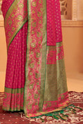 Magenta Banarasi Silk Saree With Blouse