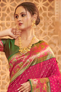 Magenta Banarasi Silk Saree With Blouse