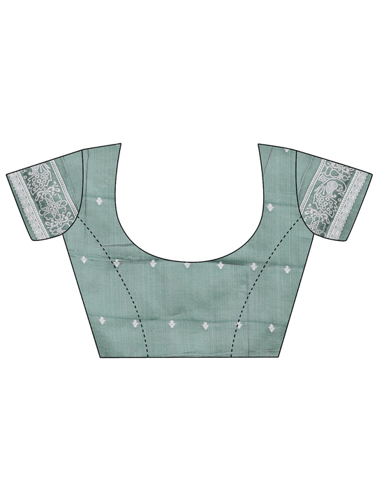 Light Green Linen Cotton Saree With Blouse Piece