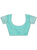 Sea Green Linen Cotton Saree With Blouse Piece