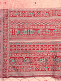 Peach Linen Cotton Saree With Blouse Piece