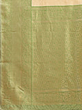 Cream & Light Green Banarasi Silk Saree With Blouse Piece