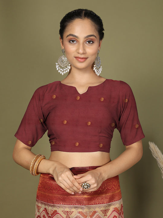 Cream Lichi Silk Saree With Blouse Piece