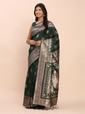 Green Banarasi silk Saree With Blouse Piece