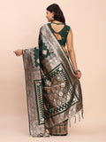 Green Banarasi silk Saree With Blouse Piece