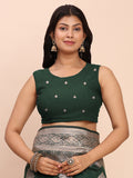 Green Banarasi silk Saree With Blouse Piece