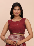 Maroon Banarasi silk Saree With Blouse Piece