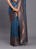 Blue Silk Saree With Blouse Piece