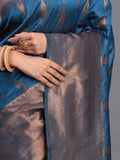 Blue Silk Saree With Blouse Piece