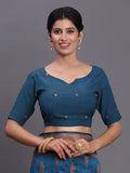 Blue Silk Saree With Blouse Piece