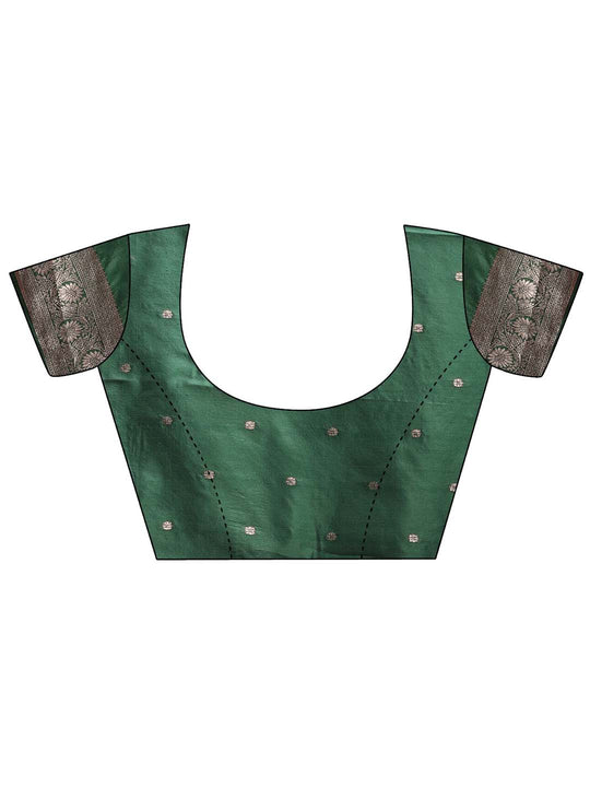 Dark Green Banarasi Silk Saree With Blouse Piece