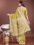 Mustard Linen Cotton Saree With Blouse Piece
