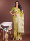 Mustard Linen Cotton Saree With Blouse Piece