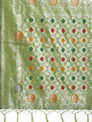 Light Green Linen Cotton Saree With Blouse Piece