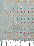 Sea Green Linen Cotton Saree With Blouse Piece
