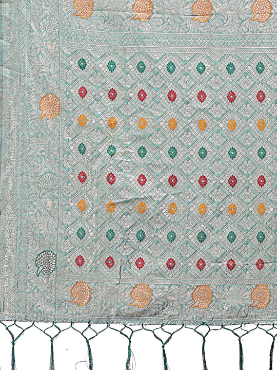 Sea Green Linen Cotton Saree With Blouse Piece