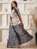 Cream Linen Cotton Saree With Blouse Piece