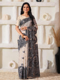 Cream Linen Cotton Saree With Blouse Piece